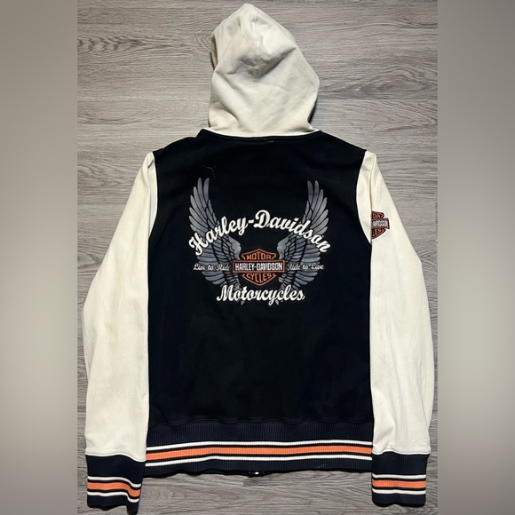 Womens Harley Davidson motorcycles zip up hoodie XL double sided - Picture 2 of 11